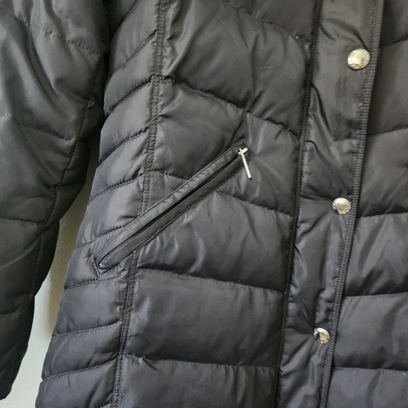 Michael Kors Hooded Down Mid-weight Puffer Coat Jacket in Gunmetal Color Sz L - Picture 7 of 16